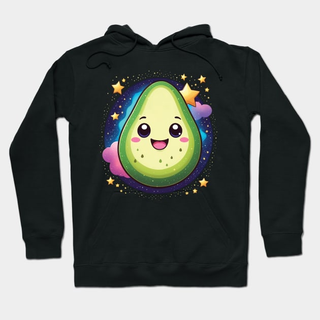 Kawaii Avocado in the Sky among Stars Hoodie by ArtfulTat